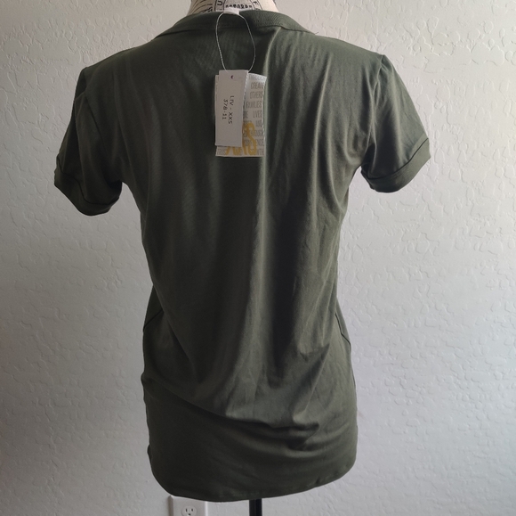 🆕 "Only Kinda Care" LuLaRoe Olive Green Liv t-shirt 👕 (XXS) - Picture 3 of 9
